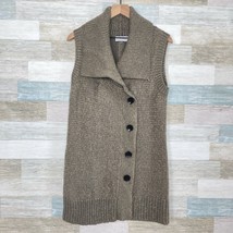 Soft Surroundings Wool Shawl Neck Cardigan Sweater Vest Brown Gold Women... - $29.69
