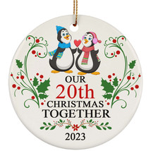 Funny Couple Penguin Ornament Gift 20th Wedding Anniversary 20 Years Christmas - £11.70 GBP