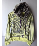 New  Pacsun Nollie Neon Animal Stripe Print Faux Fur Hoodie Sweatshirt J... - £47.43 GBP