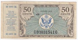 Military Payment Certificate 50 Cents Stati Uniti, Serie 472 M18 XF Raro - $64.89