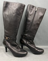 Bandolino Womens Size 9.5 M Black Leather Zip Knee High Fashion Boots W/Zipper - £15.03 GBP