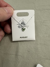 Disney Parks Mickey Mouse Faux Peridot August Birthstone Necklace Silver Color  image 8