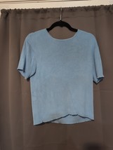 Kevo Collection Pullover Sweater Women&#39;s Large Blue Silk Retro Top Knit - $188.46 MXN