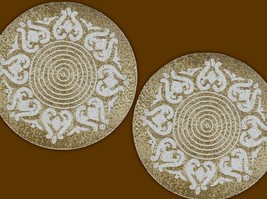 Set Of Placemats Gold And White Beads Tablemat Designer Charger Plates 1... - $67.62+