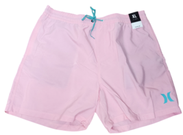 NEW Hurley XL One Only Volley Shorts swim trunk pink elastic waist drawstrin 17&quot; - £23.56 GBP