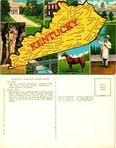 Kentucky Greetings Blue Grass State Map Lincoln Memorial Vintage Postcard - £7.56 GBP