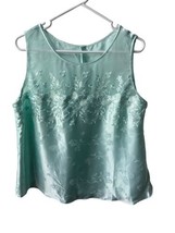 Inner Most  Top Womens Size XL  Green Polyester Embroidered Sleeveless  - £9.75 GBP