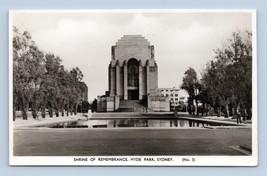 RPPC Shrine of Remembrance Hyde Park Sydney Australia UNP Unused Postcard H17 - £7.19 GBP