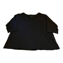 Ellen Tracy Plain Black Women’s Blouse XL Shirt Top Short Sleeve Scoop Neck - £18.36 GBP
