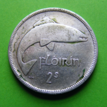 Authentic Irish Silver Two Shilling Or Florin Coin 1931 - Salmon Harp - Ireland - £11.18 GBP
