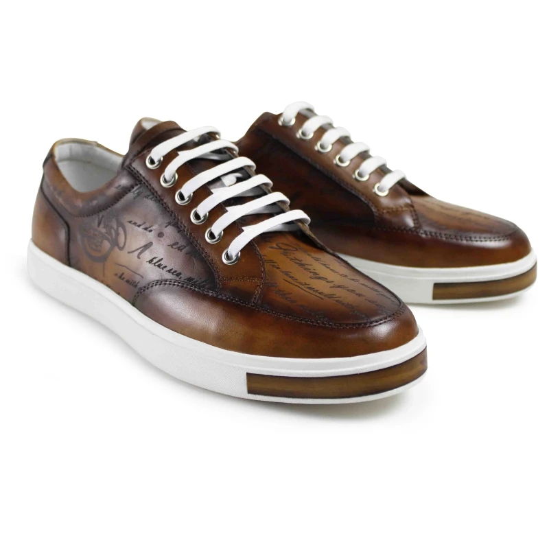 Handmade Vintage Fashion Luxury Brand Male Shoe Genuine Leather Men Casu... - $458.17