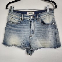 VS Pink Hi Waisted Cut Off Denim Shorts Women Sz 8 Blue Distressed 1.5&quot; ... - $11.77