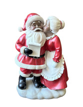 Cute Mr &amp; Mrs Santa Claus Kissing African American Tabletop New Figurine - £35.40 GBP