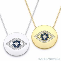 Evil Eye CZ Turkish Nazar Greek Charm Circle Necklace Pendant in Sterling Silver - $27.99