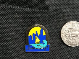 Vintage Collectible Pin: San Diego Wave Sailboat Skyline Design - $9.22