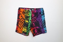Vintage 80s Ocean Pacific OP Mens Medium Distressed Rainbow Lined Shorts Trunks - £46.67 GBP