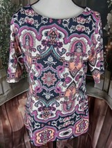 Charter Club Blouse Size S Paisley Button Design 3/4 Sleeve - $13.86