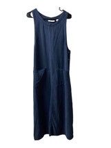 Valarie Stevens Jumper Maxi Dress Womens Size 6 Navy Blue Pockets Classic Euc - £23.19 GBP