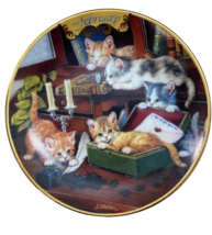 Bradford Exchange Plate February Study Break Timeless Tails Purrpetual C... - £10.67 GBP