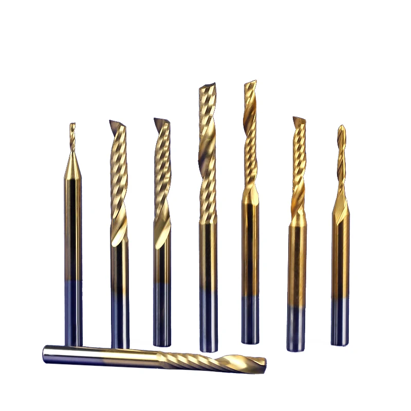 10pcs 3.175 Shank TiN Coating Tiain Carbide PVC Single Flute Spiral Bits Tools C - £288.38 GBP
