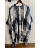 Woolrich ONE SIZE Super Soft Black Gray  Plaid Wrap Shawl EUC - $27.72