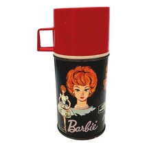 Vintage Mattel Barbie Thermos Black Red  1965 8 oz Size with Top Cup - £51.50 GBP