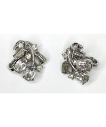 Vintage Crown Trifari  Clear Rhinestone And Silver Tone Clip On Earrings - $24.99