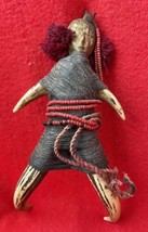 Naga Headhunter Shaman Fetish Figure Made From Deer Horn ~ Yarn ~ Bronze - $100.00