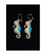 Silver &amp; Turquiose Crystals Seahorse Earrings - $23.01 CAD