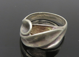 CELLINI 925 Silver - Vintage Dark Tone Concave Dome Band Ring Sz 6 - RG11087 - £32.66 GBP