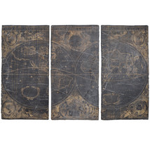 Distressed World Map Wall Panels 35X70&quot; Set Of 3 - £1,028.77 GBP