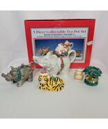 Omnibus Safari Santa Tea Set Animals Teapot Cream Sugar Salt Pepper Fitz... - €63,96 EUR