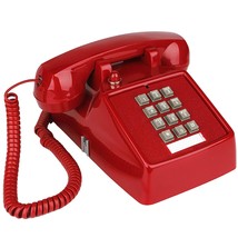 Single Line Corded Desk Telephone, Home Emergency Intuition Amplified Retro Phon - $62.99
