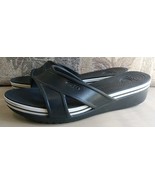 Crocs Womens Size 8 Cyprus Wedge Sandals Black White Criss Cross Strap S... - $435.54 MXN