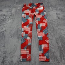 Lularoe Pants Womens One Size Red Geo Print Comfy Casual Pull On Leggings - £17.43 GBP