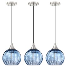 Pendant Light 6.3" Ancient Blue Hammer Glass Pendant Ceiling Light Fixtures Brus - £143.51 GBP