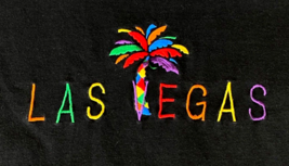 LAS VEGAS T Shirt-Black-L-Embroidered-Vacation Travel Tee-Hanes Heavywei... - £11.06 GBP