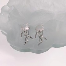 Fashion Frosted Jellyfish Pendent Necklace Earring Jewelry Set For Women Punk Sw - £16.87 GBP