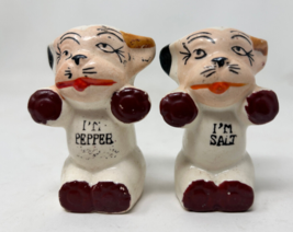 Vintage Bonzo Dog I&#39;m Salt I&#39;m Pepper Salt and Pepper Shakers Japan - £8.61 GBP