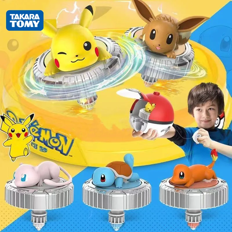 TAKARA TOMY Pikachu Cartoon Spinning Top Kawaii Charmander Squirtle Anime Model - $19.03+