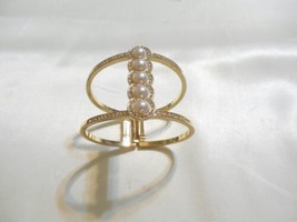 I.n.c. Gold-Tone Pave Simulated Pearl Open Hinged  Bracelet L209 - £9.80 GBP