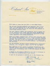 Colonial Inn Information Letter 1957 Ocean at 181st Street Miami Beach FL  - $21.78