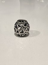 Pandora Hearts All Over Sterling Silver Pandora Charm Moment Bead - £11.32 GBP