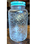 PIONEER WOMAN Betsy Embossed Glass Storage Jar Teal Floral Metal Lid Chi... - $23.68 CAD