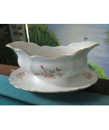BOHEMIAN CZECHOSLOVAKIA ROSES GOLD RIM GRAVY BOAT  UNDERPLATE ALPINE ROS... - $81.24 CAD
