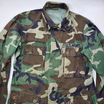 Vintage Military Woodland Camo Hot Weather Combat Coat Sz Small Long Army Patch - £11.48 GBP