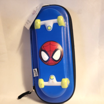Marvel Spider-Man Yoobi Single Zip Pencil Case Trousse Blue Skateboard - £7.76 GBP