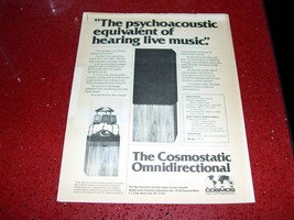 1981 COSMOSTATIC OMNIDIRECTIONAL SPEAKER SPEC SHEET - $8.00