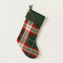 Hearth &amp; Hand Magnolia Winter Plaid Woven 20&quot; Christmas Stocking Green Red - $24.99