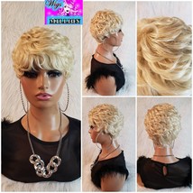 Amber&#39;&#39; Synthetic Pixie Cut Heat Resistant Wig, Full Cap Wig, Layered Cut #613 b - £45.61 GBP